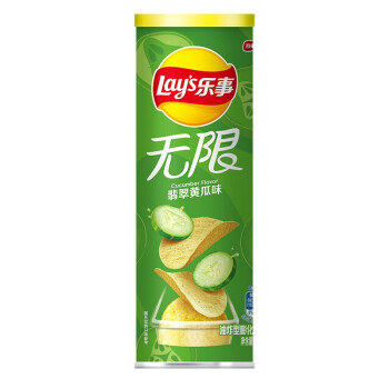 乐事（Lay's）无限薯片零食休闲食品翡翠黄瓜味104g	